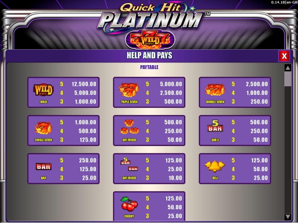 Quick Hit Platinum Triple Blazing 7s